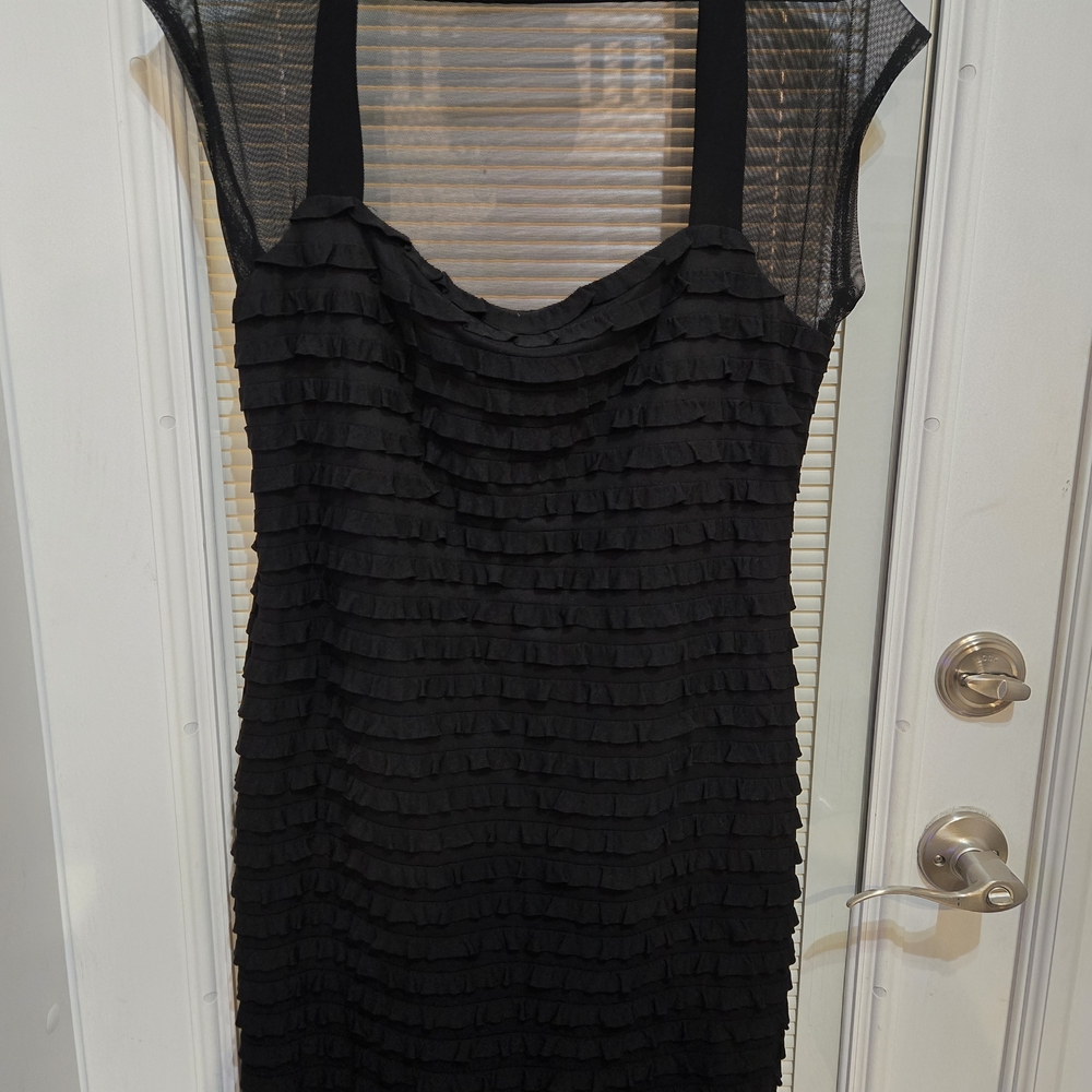 Elegant Black Ruffled Dress By Connected